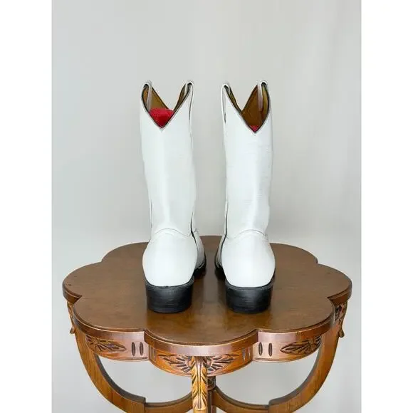 Caminos 14" Tall White Leather Western Boot US Mens 11.5 #0135C Made In Mexico - Picture 4 of 16